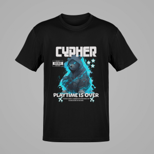 Flat lay product shot of Cypher graphic tee