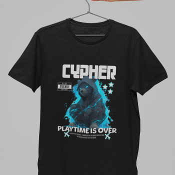 Cypher tee on hanger against minimalist backdrop