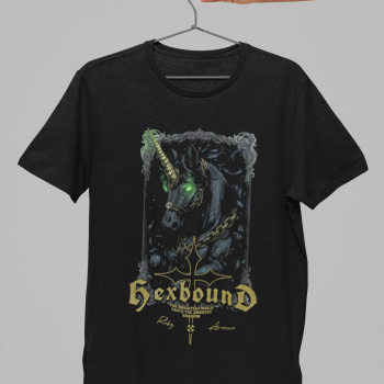 Hexbound graphic t-shirt on hanger
