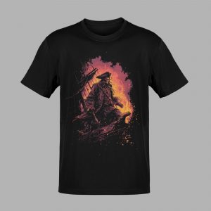 Ashwake Captain pirate captain t-shirt with flaming skeleton graphic