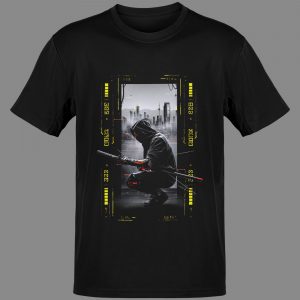 Urban Ronin cyber ninja graphic T-Shirt on black – product view