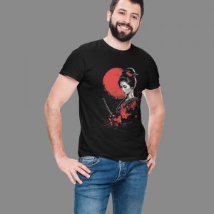 Male model in Geisha Samurai Japanese T-Shirt