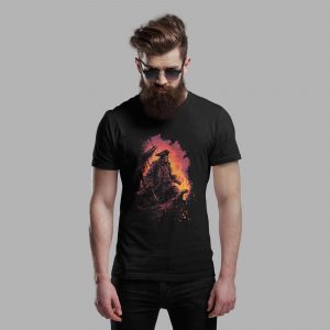 Ashwake Captain dark pirate graphic tee on male model